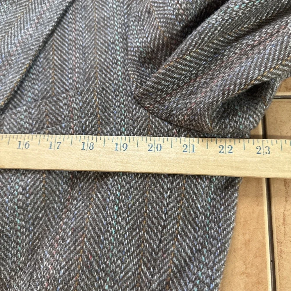 Vintage Austin Manor Tweed Brown Herringbone Donegal Blazer Jacket Mens 43R Wool